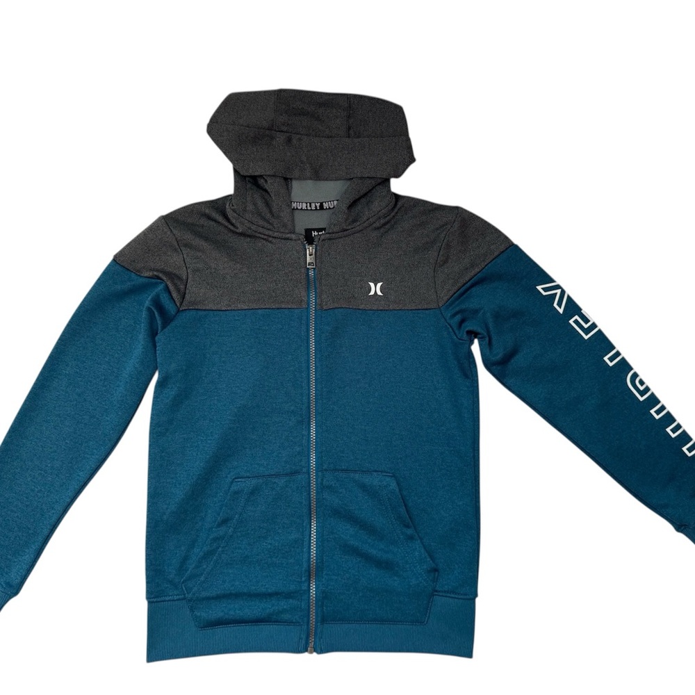 HURLEY Kids Blue and Gray Zip-Up Hoodie Size Small